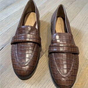 Schutz Brown Croc Loafers Leather 7.5 NWT
